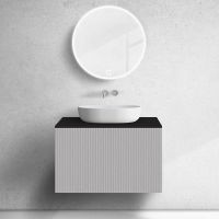 Zestaw Oltens Lun szafka podumywalkowa 80 cm z blatem kaszmir/czarny mat 68747900