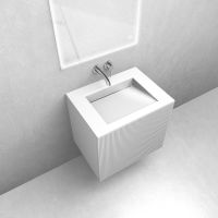 Zestaw Oltens Lun szafka podumywalkowa 60 cm biały mat z umywalką Stila LavaForm biały połysk 68748000