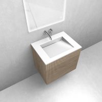 Zestaw Oltens Lun szafka podumywalkowa 60 cm dąb z umywalką Stila LavaForm biały połysk 68748060