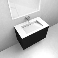 Zestaw Oltens Lun szafka podumywalkowa 80 cm z umywalką Stila LavaForm czarny mat/biały połysk 68750300