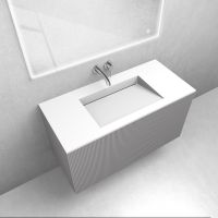 Zestaw Oltens Lun szafka podumywalkowa 100 cm z umywalką Stila LavaForm kaszmir/biały mat 68753900