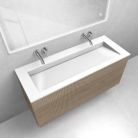 Zestaw Oltens Lun szafka podumywalkowa 120 cm z umywalką Stila LavaForm dąb/biały połysk 68754060