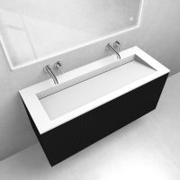 Zestaw Oltens Lun szafka podumywalkowa 120 cm z umywalką Stila LavaForm czarny mat/biały mat 68755300