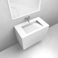 Zestaw Oltens Lun szafka podumywalkowa 80 cm z umywalką Stila LavaForm biały mat/biały połysk 68760000