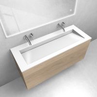 Zestaw Oltens Lun szafka podumywalkowa 120 cm z umywalką Stila LavaForm dąb/biały połysk 68764060