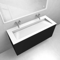 Zestaw Oltens Lun szafka podumywalkowa 120 cm z umywalką Stila LavaForm czarny mat/biały połysk 68764300