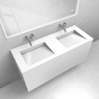 Zestaw Oltens Lun szafka podumywalkowa 120 cm z umywalką Stila LavaForm biały mat/biały połysk 68766000