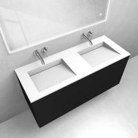 Zestaw Oltens Lun szafka podumywalkowa 120 cm z umywalką Stila LavaForm czarny mat/biały mat 68767300