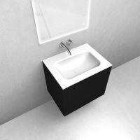 Zestaw Oltens Lun szafka podumywalkowa 60 cm z umywalką Kalla LavaForm czarny mat/biały połysk 68770300