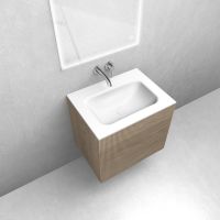 Zestaw Oltens Lun szafka podumywalkowa 60 cm z umywalką Kalla LavaForm dąb/biały mat 68771060