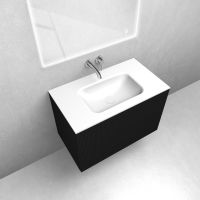 Zestaw Oltens Lun szafka podumywalkowa 80 cm z umywalką Kalla LavaForm czarny mat/biały połysk 68772300