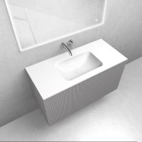 Zestaw Oltens Lun szafka podumywalkowa 100 cm z umywalką Kalla LavaForm kaszmir/biały mat 68777900