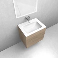 Zestaw Oltens Lun szafka podumywalkowa 60 cm z umywalką Kalla LavaForm dąb/biały mat 68779060