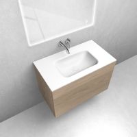 Zestaw Oltens Lun szafka podumywalkowa 80 cm z umywalką Kalla LavaForm dąb/biały mat 68783060