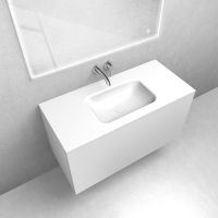 Zestaw Oltens Lun szafka podumywalkowa 100 cm z umywalką Kalla LavaForm biały mat/biały połysk 68784000