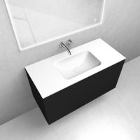 Zestaw Oltens Lun szafka podumywalkowa 100 cm z umywalką Kalla LavaForm czarny mat/biały mat 68787300