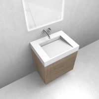 Zestaw Oltens Lun szafka podumywalkowa 60 cm z umywalką Stila LavaForm dąb/biały mat 68789060