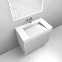 Zestaw Oltens Lun szafka podumywalkowa 80 cm z umywalką Stila LavaForm biały mat/biały połysk 68790000