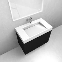 Zestaw Oltens Lun szafka podumywalkowa 80 cm z umywalką Stila LavaForm czarny mat/biały połysk 68790300