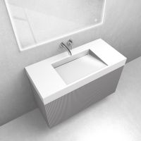 Zestaw Oltens Lun szafka podumywalkowa 100 cm z umywalką Stila LavaForm kaszmir/biały połysk 68792900