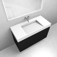 Zestaw Oltens Lun szafka podumywalkowa 100 cm z umywalką Stila LavaForm czarny mat/biały mat 68793300