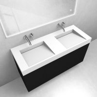 Zestaw Oltens Lun szafka podumywalkowa 120 cm z umywalką Stila LavaForm czarny mat/biały mat 68795300