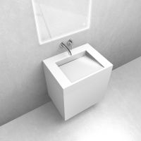 Zestaw Oltens Lun szafka podumywalkowa 60 cm z umywalką Stila LavaForm biały mat/biały połysk 68796000