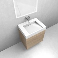 Zestaw Oltens Lun szafka podumywalkowa 60 cm z umywalką Stila LavaForm dąb/biały połysk 68796060