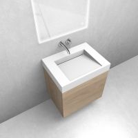 Zestaw Oltens Lun szafka podumywalkowa 60 cm z umywalką Stila LavaForm dąb/biały mat 68797060