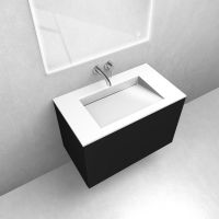 Zestaw Oltens Lun szafka podumywalkowa 80 cm z umywalką Stila LavaForm czarny mat/biały połysk 68798300