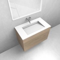 Zestaw Oltens Lun szafka podumywalkowa 80 cm z umywalką Stila LavaForm dąb/biały mat 68799060