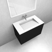 Zestaw Oltens Lun szafka podumywalkowa 80 cm z umywalką Stila LavaForm czarny mat/biały mat 68799300