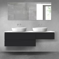 Oltens Vernal zestaw mebli łazienkowych 160 cm z blatem czarny mat/biały połysk 68349300