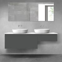 Oltens Vernal zestaw mebli łazienkowych 160 cm z blatem grafit mat/biały połysk 68353400