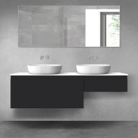 Oltens Vernal zestaw mebli łazienkowych 160 cm z blatem czarny mat/biały połysk 68353300