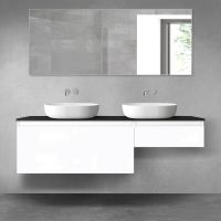Oltens Vernal zestaw mebli łazienkowych 160 cm z blatem biały połysk/czarny mat 68353000