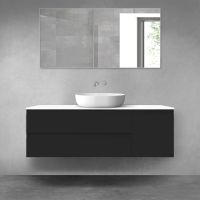 Oltens Vernal zestaw mebli łazienkowych 140 cm z blatem czarny mat/biały połysk 68265300