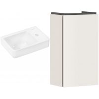 Zestaw Hansgrohe Xelu Q umywalka z szafką Xilesa E 36 cm prawa biały połysk/pisakowy beżowy mat (54244780, 60314450)