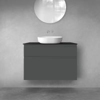 Oltens Vernal zestaw mebli łazienkowych 100 cm z blatem grafit mat/czarny mat 68232400