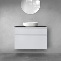 Oltens Vernal zestaw mebli łazienkowych 100 cm z blatem szary mat/czarny mat 68232700