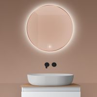 Oltens Nordlis lustro 60 cm okrągłe z oświetleniem z oświetleniem od tyłu z matą grzewczą miedź szczotkowana 64108610