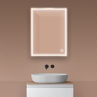 Oltens Nordlis lustro 60x80 cm prostokątne z oświetleniem z przodu z matą grzewczą miedź szczotkowana 64105610