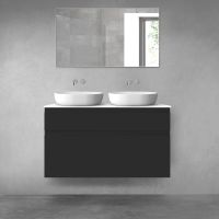 Oltens Vernal zestaw mebli łazienkowych 120 cm z blatem czarny mat/biały połysk 68229300