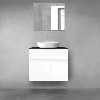 Oltens Vernal zestaw mebli łazienkowych 80 cm z blatem biały połysk/czarny mat 68231000