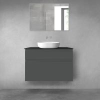 Oltens Vernal zestaw mebli łazienkowych 100 cm z blatem grafit mat/czarny mat 68232400