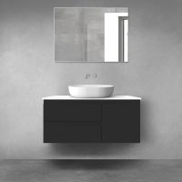 Oltens Vernal zestaw mebli łazienkowych 100 cm z blatem czarny mat/biały połysk 68206300