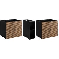 Zestaw Rodan Loft dwie szafki 60 cm podumywalkowe wiszące z szafką 20 cm boczną czarny/dąb (5906154450935, 5906154452120)