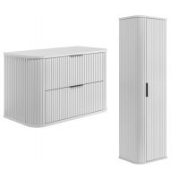Zestaw Rodan Elegance szafka z blatem 80 cm podumywalkowa wisząca z szafką 139 cm boczną biały