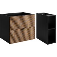 Zestaw Rodan Loft szafka 60 cm podumywalkowa wisząca z szafką 20 cm boczną czarny/dąb (5906154450935, 5906154452120)