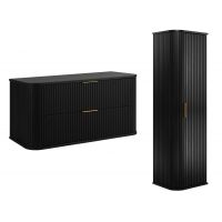 Zestaw Rodan Elegance szafka z blatem 100 cm podumywalkowa wisząca z szafką 139 cm boczną czarny (5906154453868, 5906154450355)
